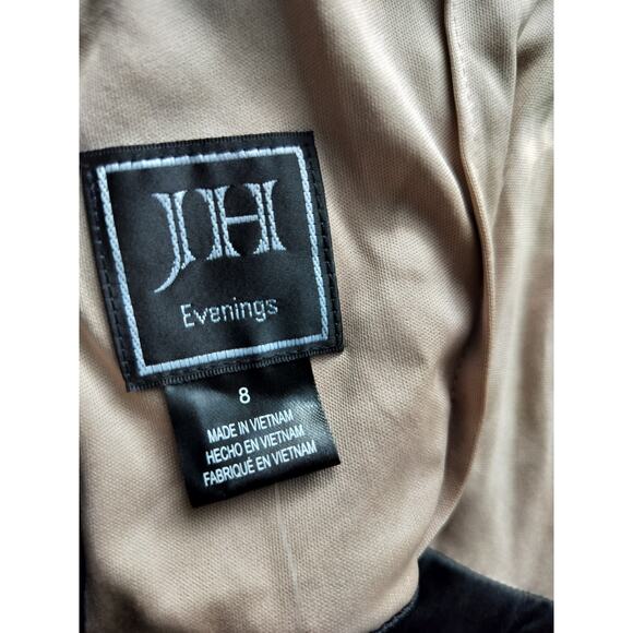 New JH Evenings Women's Black Sleeveless Lace Sequins Cocktail Dress Size 8 - Picture 11 of 13